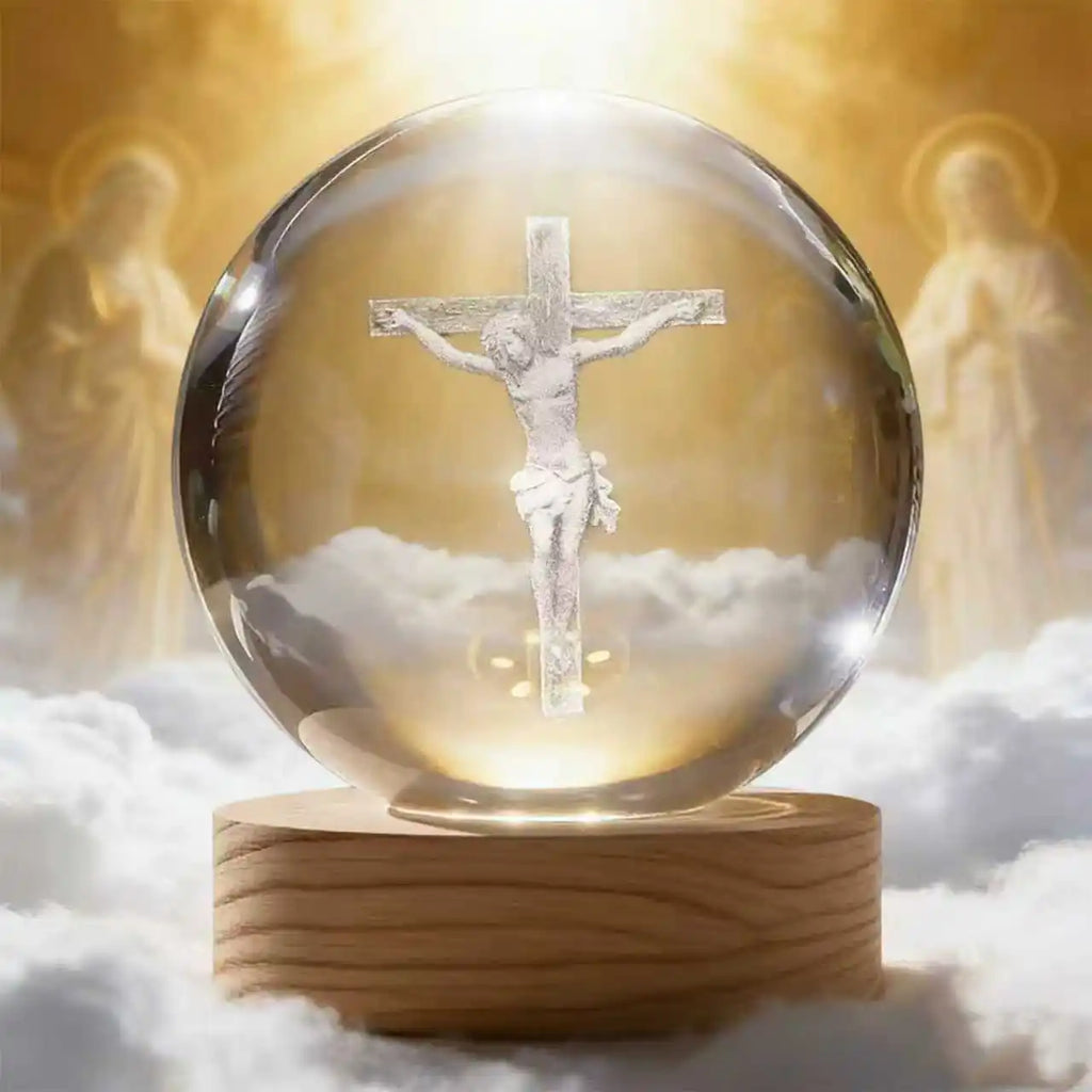 Faith Crystal Ball Devotional Figurine – Jesus, Mary & Angel Designs