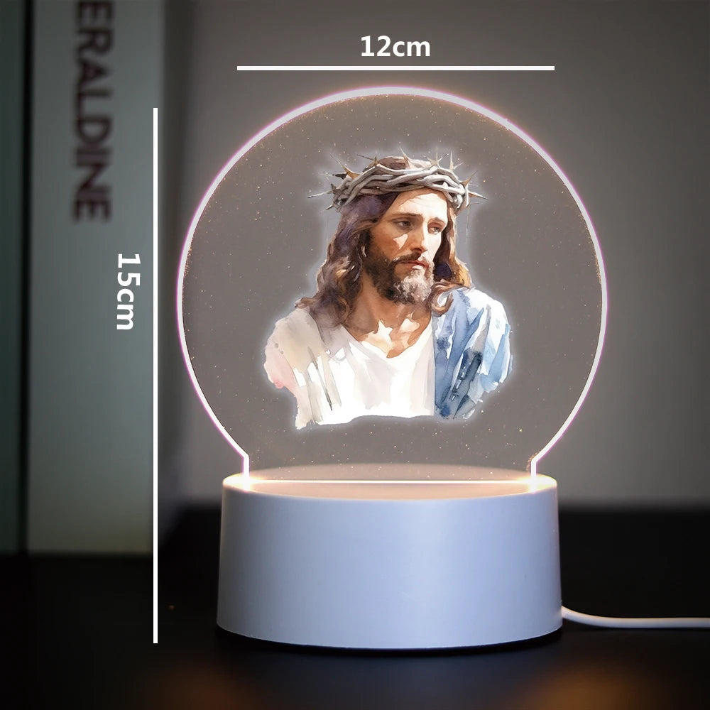 3D Cross Acrylic LED Night Light – Faith Room & Desk Lamp