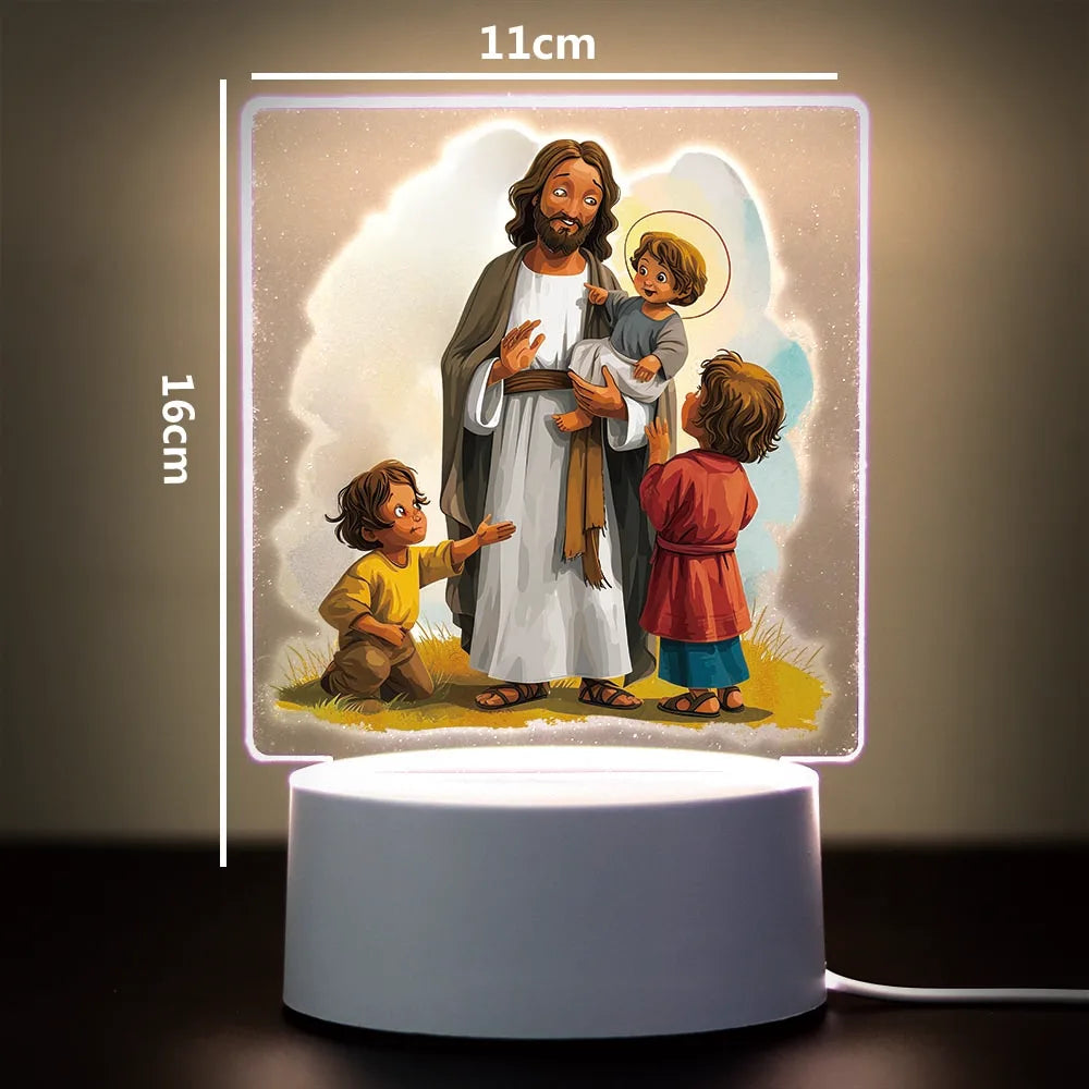 3D Cross Acrylic LED Night Light – Faith Room & Desk Lamp