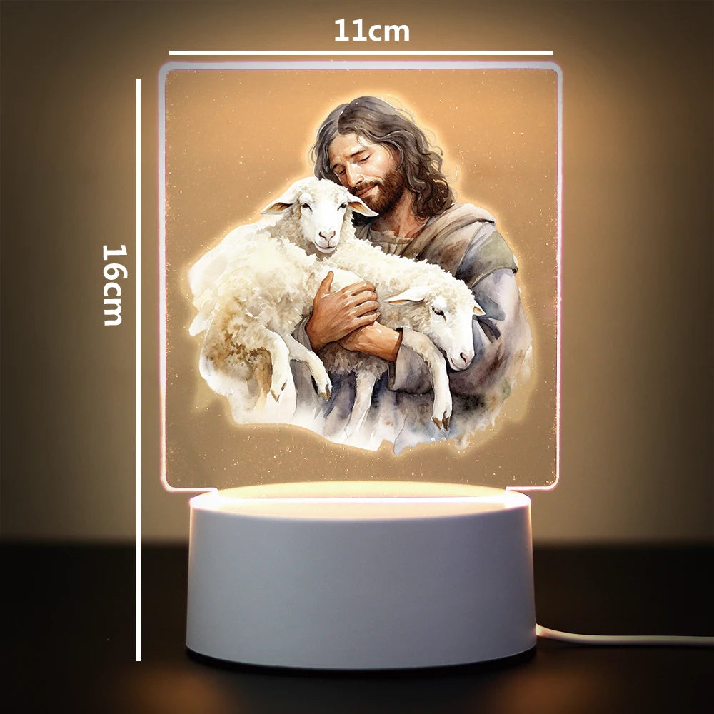 3D Cross Acrylic LED Night Light – Faith Room & Desk Lamp