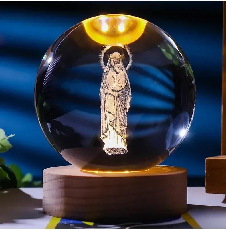 Faith Crystal Ball Devotional Figurine – Jesus, Mary & Angel Designs