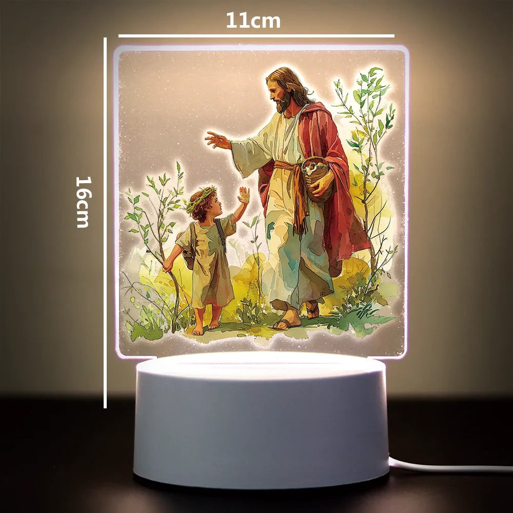 3D Cross Acrylic LED Night Light – Faith Room & Desk Lamp