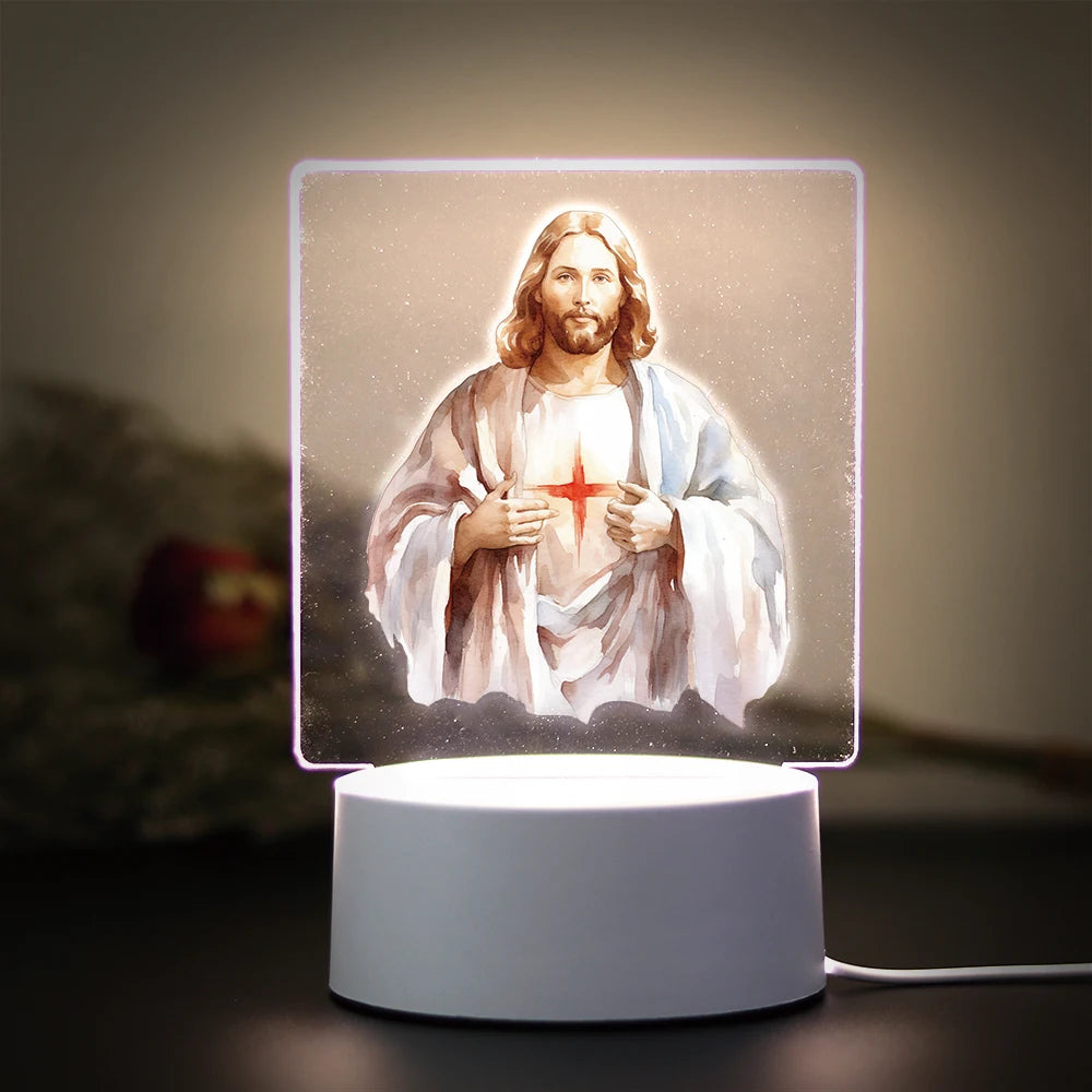 3D Cross Acrylic LED Night Light – Faith Room & Desk Lamp