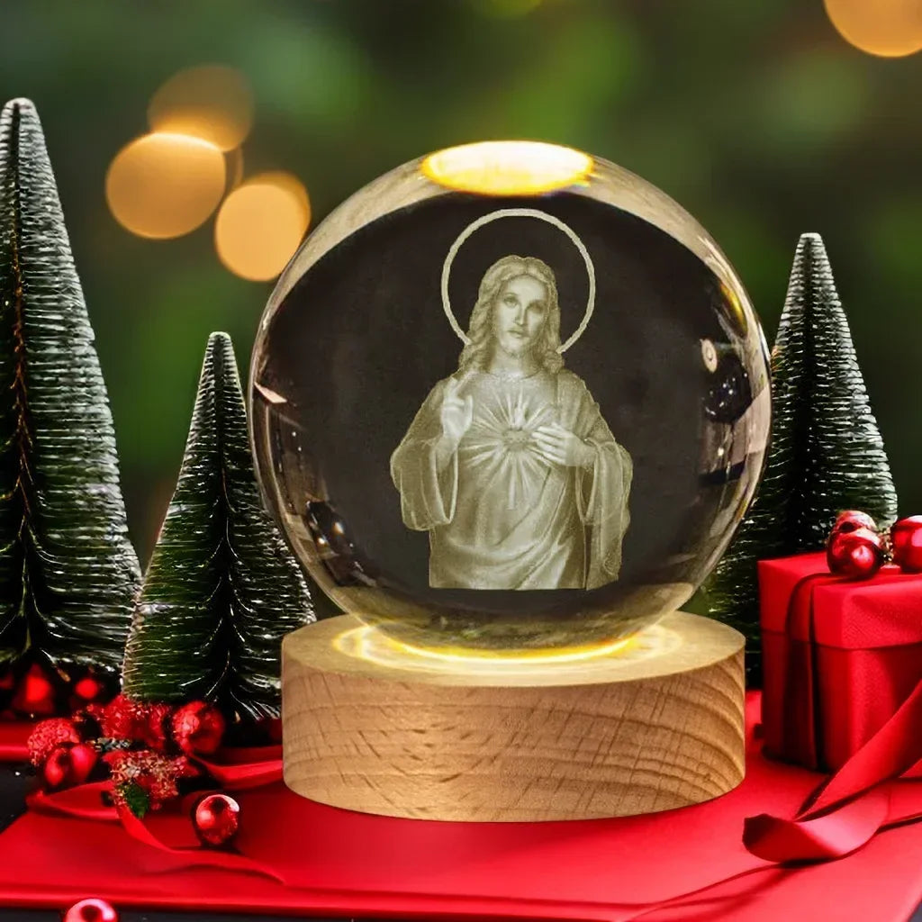 Faith Crystal Ball Devotional Figurine – Jesus, Mary & Angel Designs