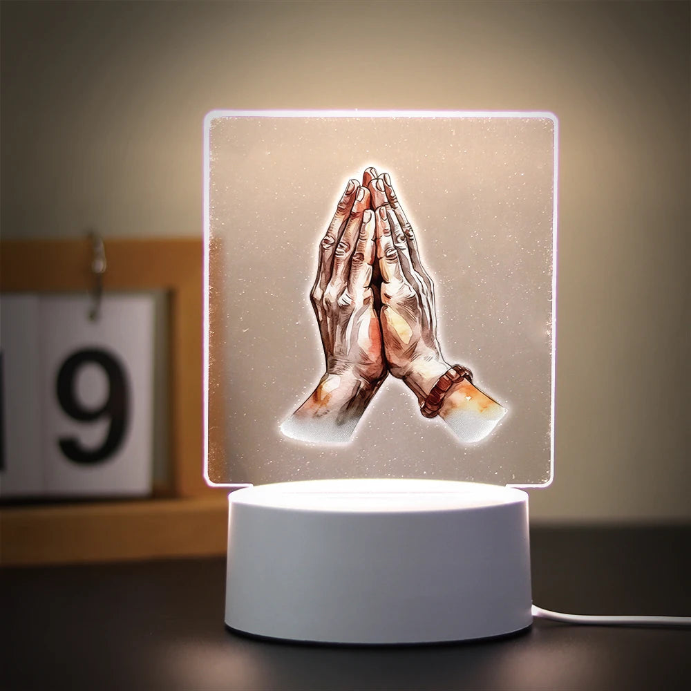 3D Cross Acrylic LED Night Light – Faith Room & Desk Lamp