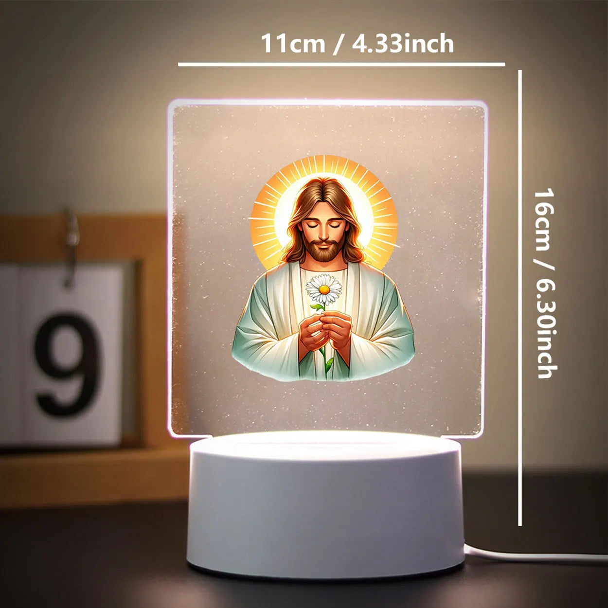 3D Cross Acrylic LED Night Light – Faith Room & Desk Lamp