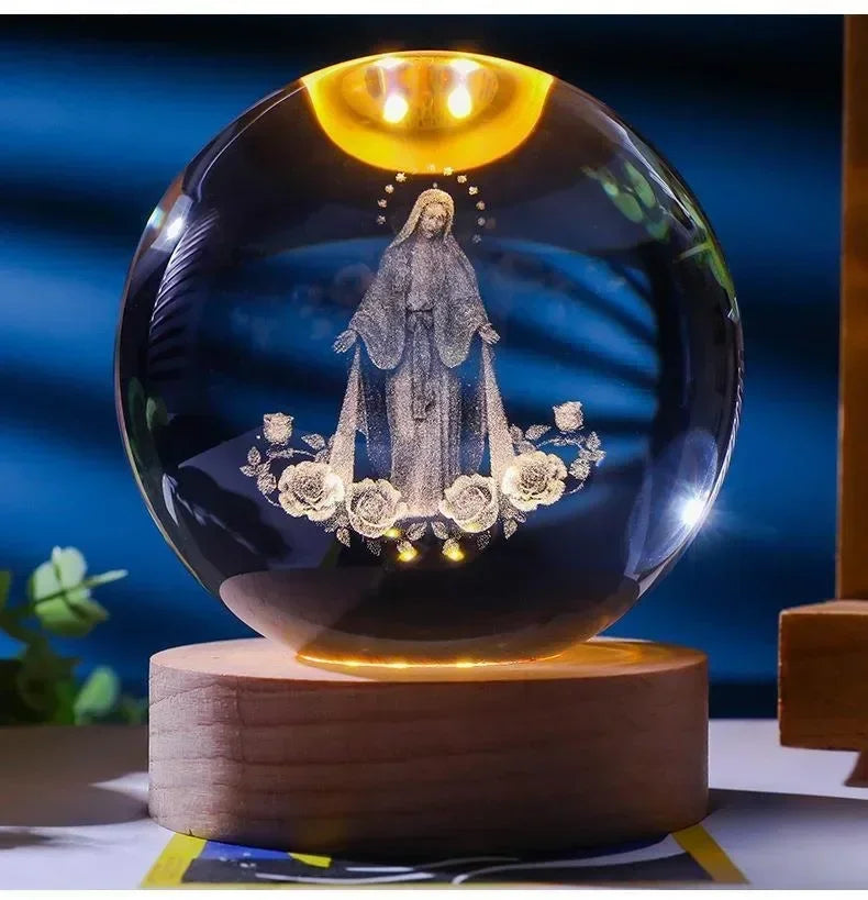 Faith Crystal Ball Devotional Figurine – Jesus, Mary & Angel Designs