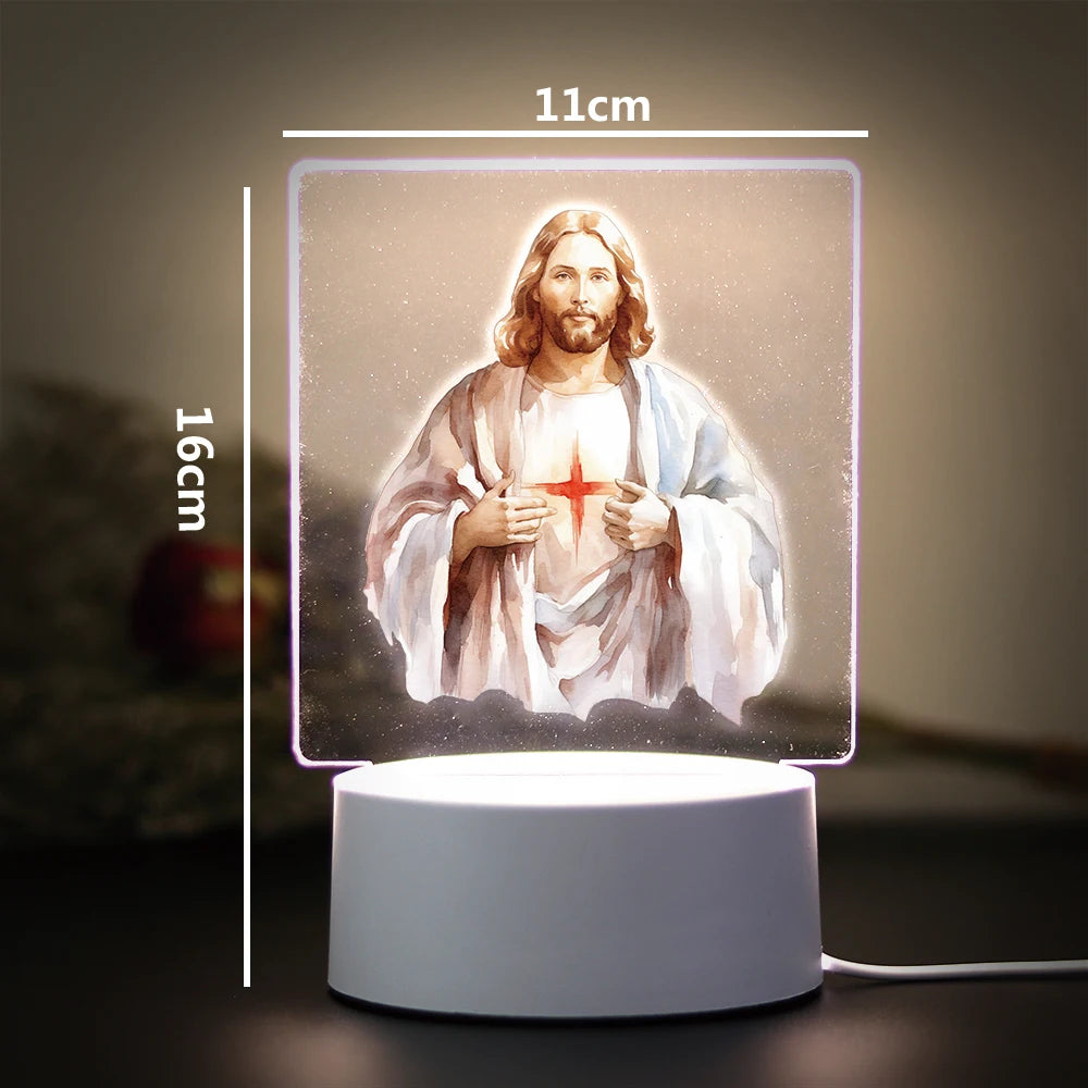 3D Cross Acrylic LED Night Light – Faith Room & Desk Lamp