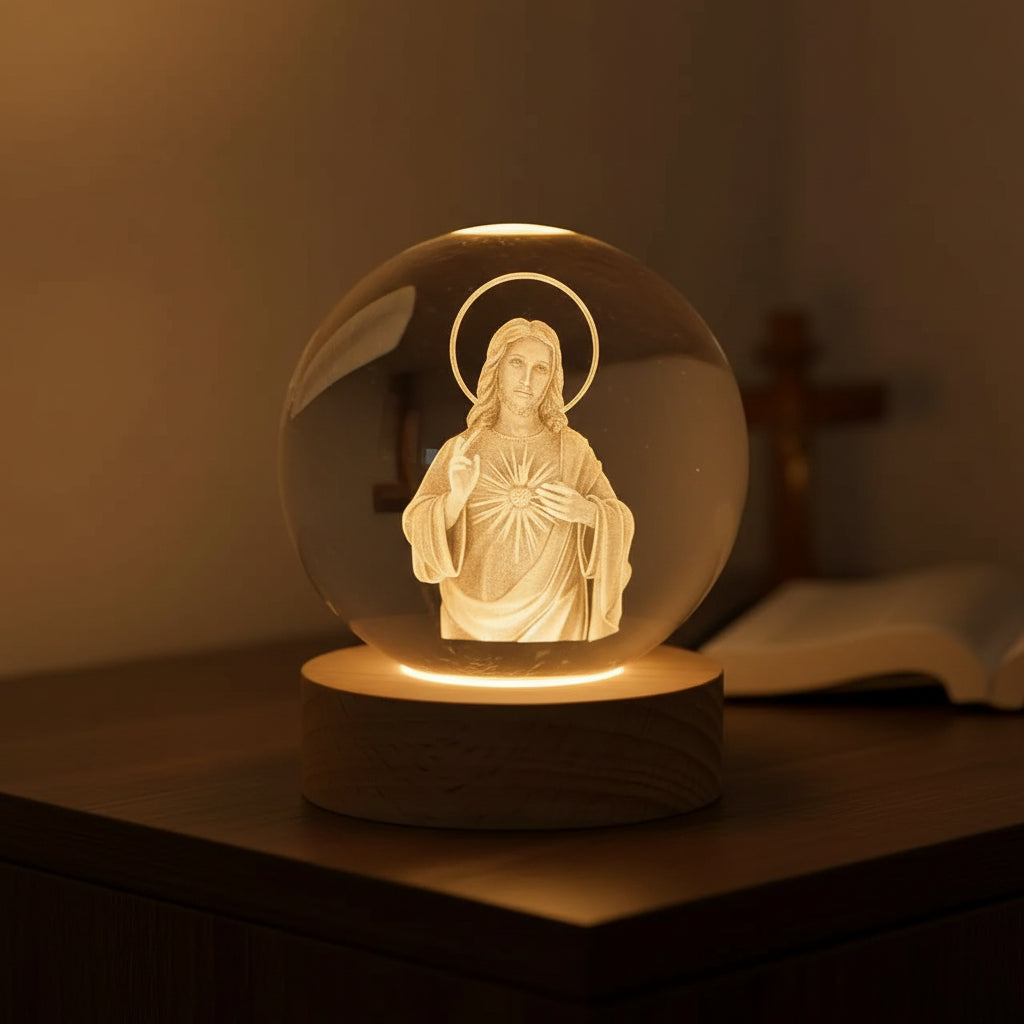 Faith Crystal Ball Devotional Figurine – Jesus, Mary & Angel Designs