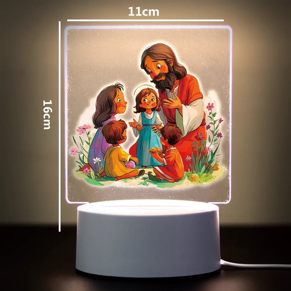 3D Cross Acrylic LED Night Light – Faith Room & Desk Lamp