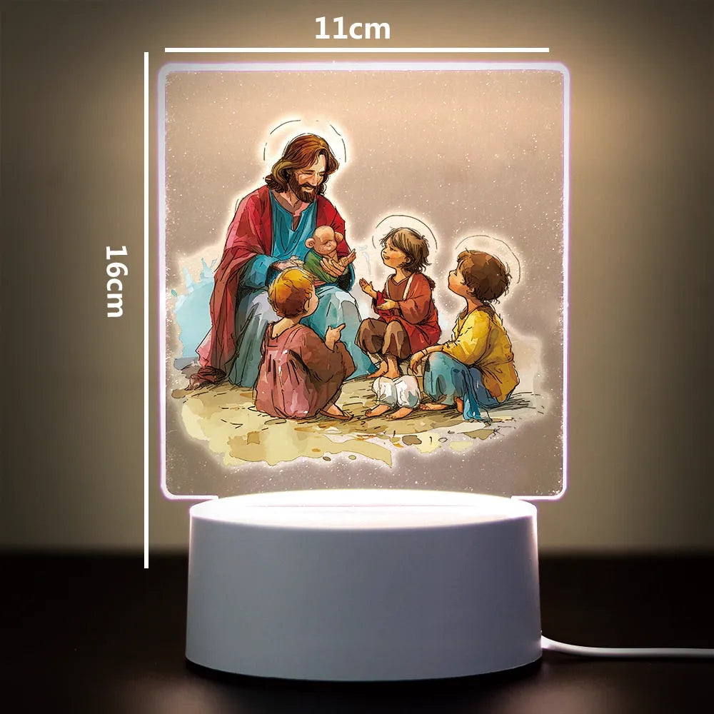 3D Cross Acrylic LED Night Light – Faith Room & Desk Lamp