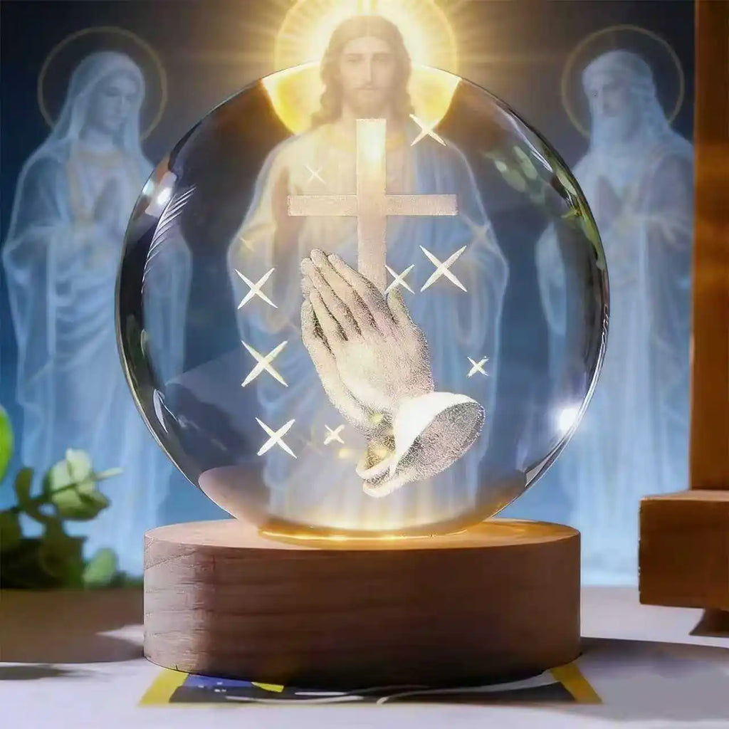 Faith Crystal Ball Devotional Figurine – Jesus, Mary & Angel Designs