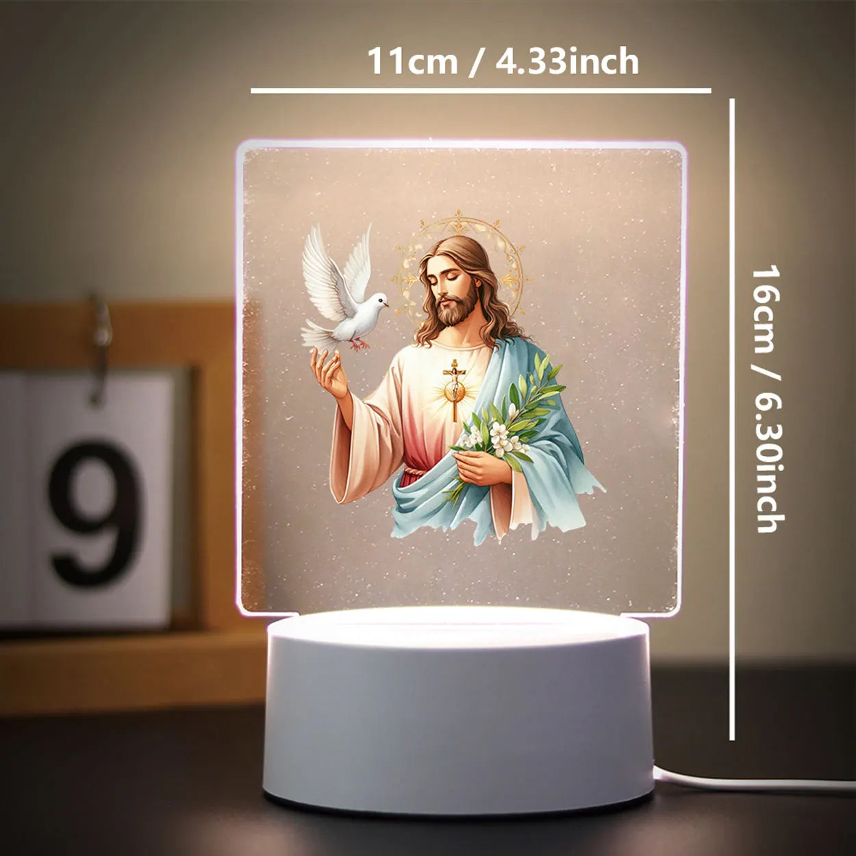 3D Cross Acrylic LED Night Light – Faith Room & Desk Lamp