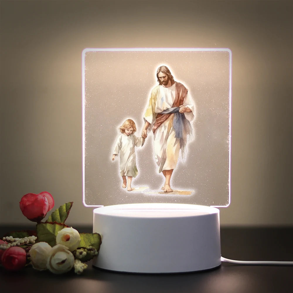 3D Cross Acrylic LED Night Light – Faith Room & Desk Lamp