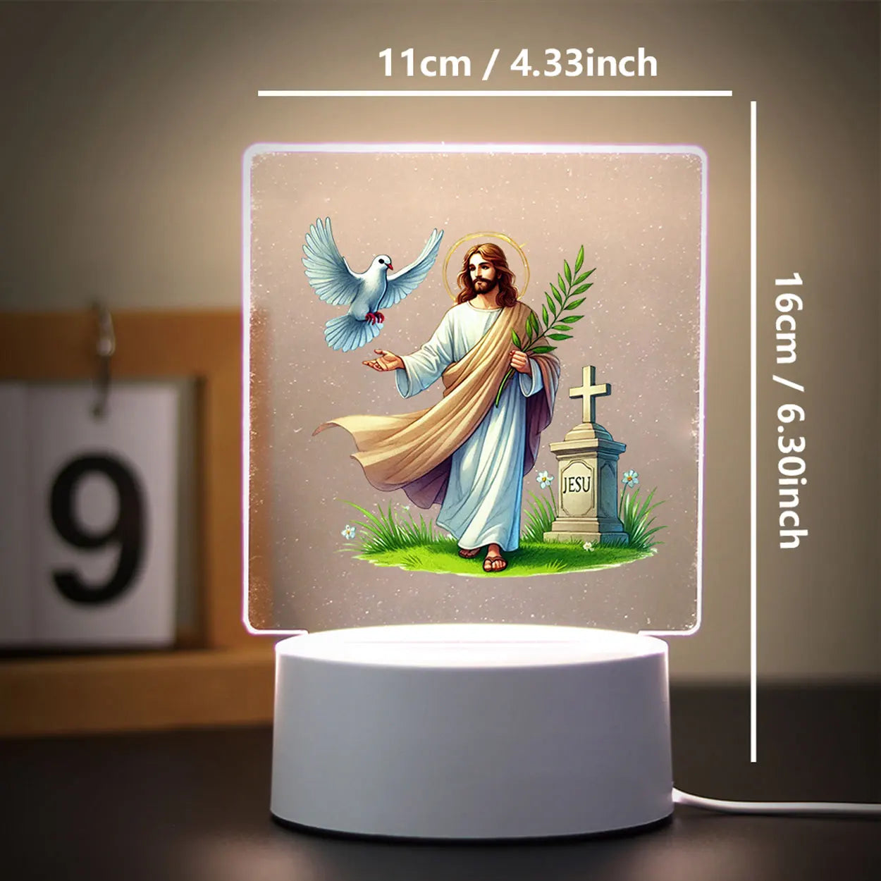 3D Cross Acrylic LED Night Light – Faith Room & Desk Lamp