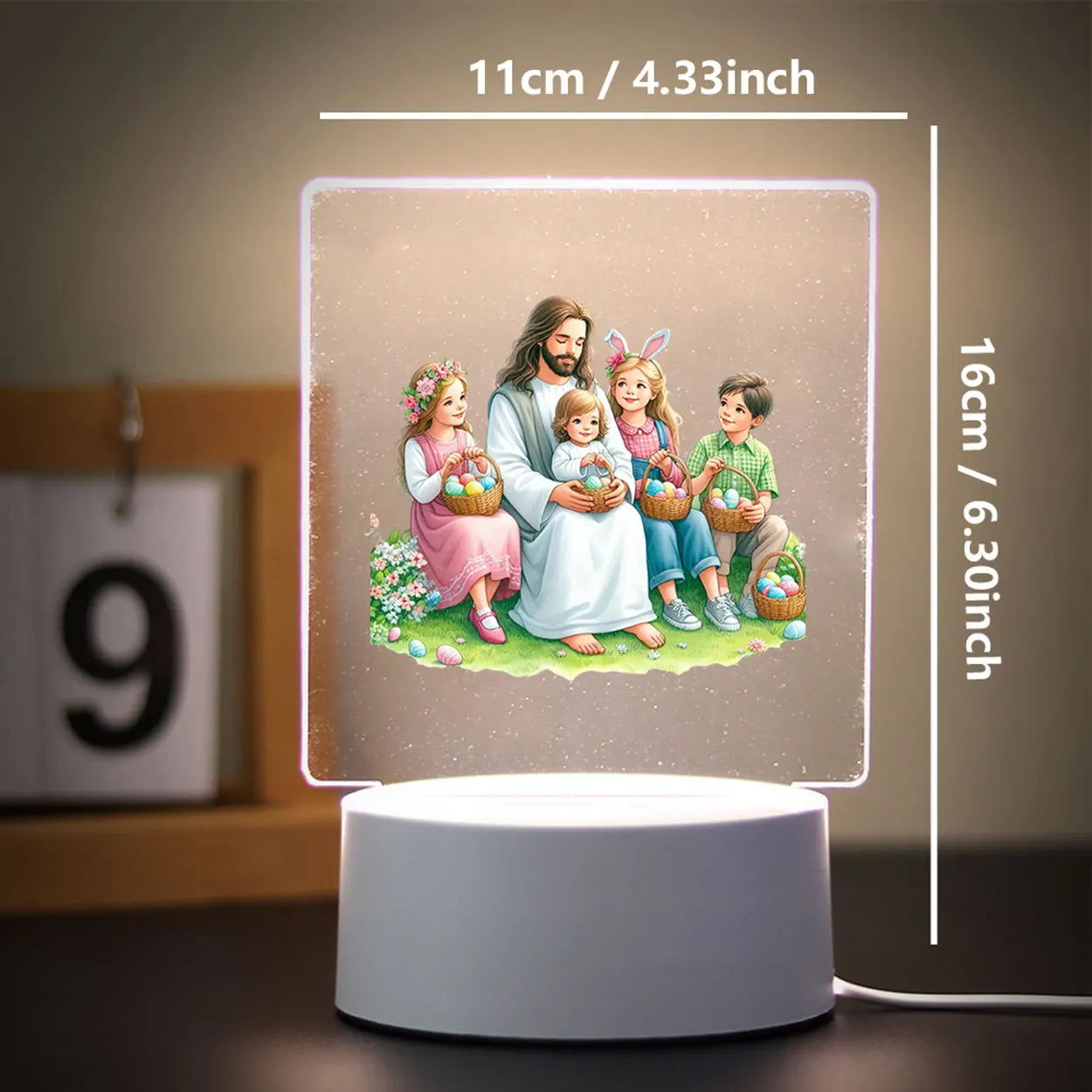3D Cross Acrylic LED Night Light – Faith Room & Desk Lamp