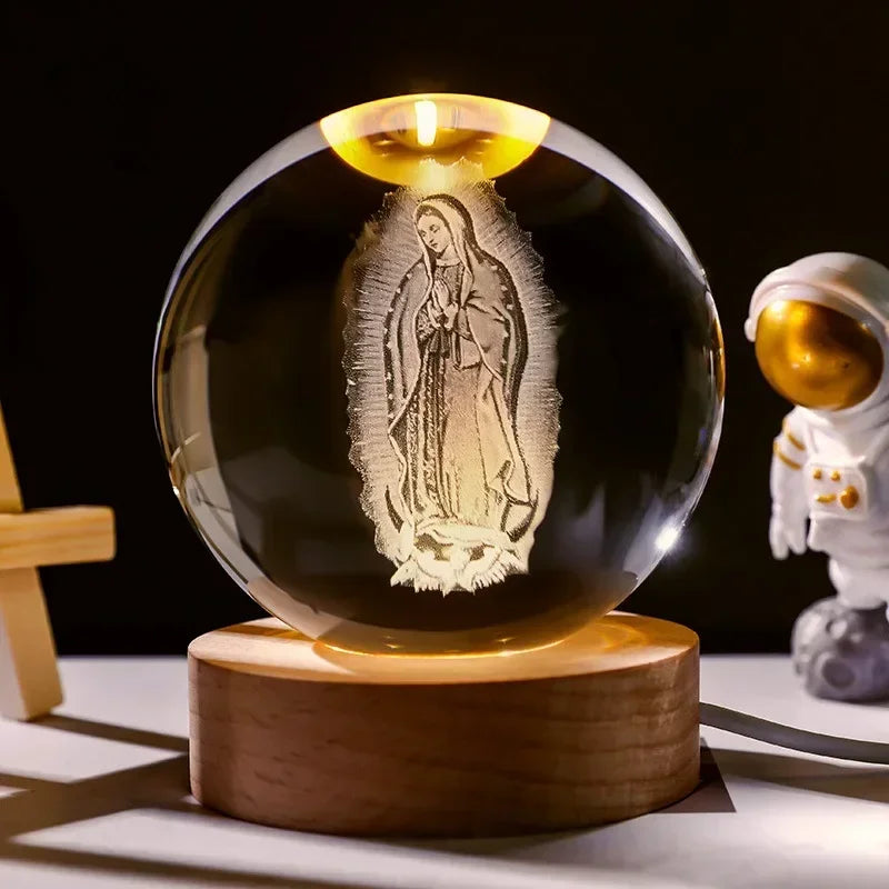 Faith Crystal Ball Devotional Figurine – Jesus, Mary & Angel Designs