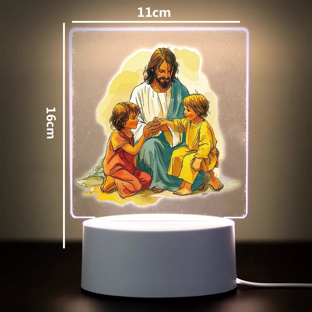 3D Cross Acrylic LED Night Light – Faith Room & Desk Lamp