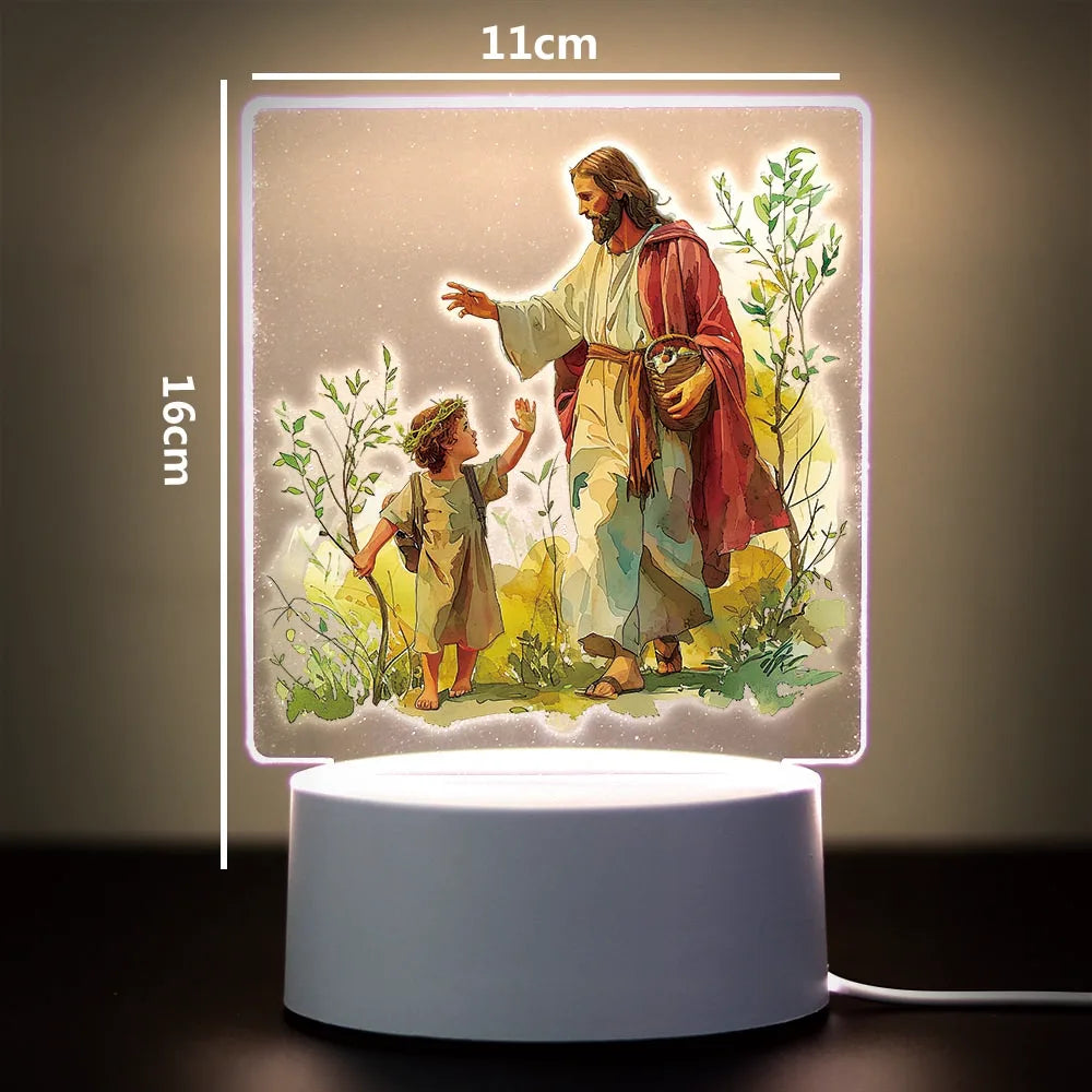 3D Cross Acrylic LED Night Light – Faith Room & Desk Lamp