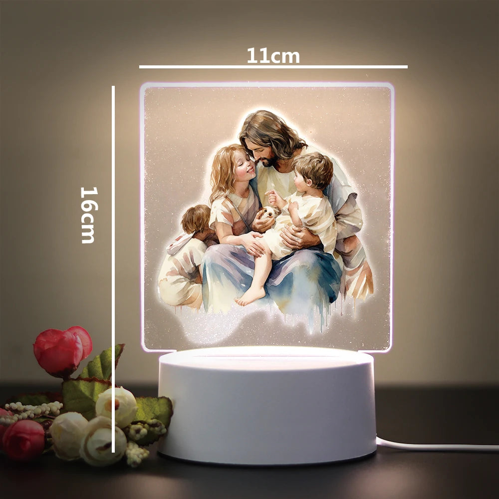 3D Cross Acrylic LED Night Light – Faith Room & Desk Lamp