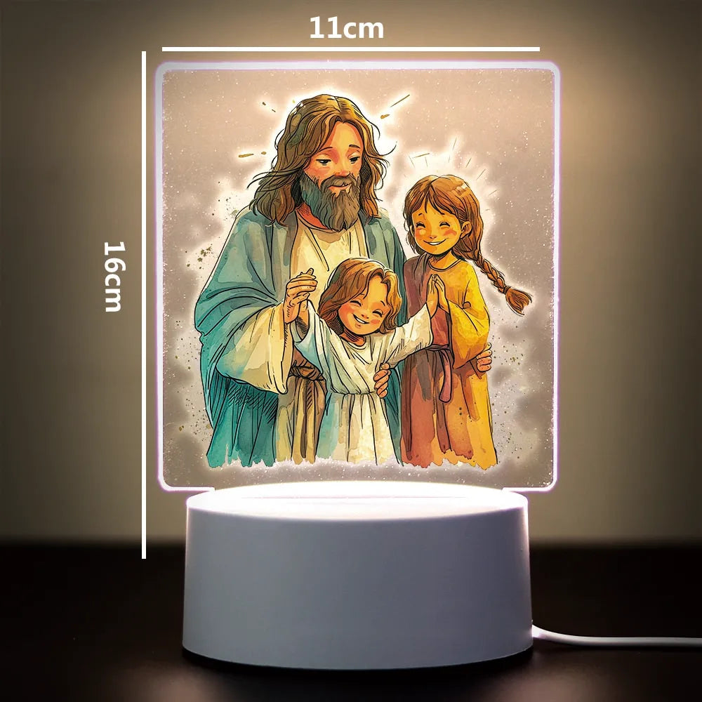 3D Cross Acrylic LED Night Light – Faith Room & Desk Lamp