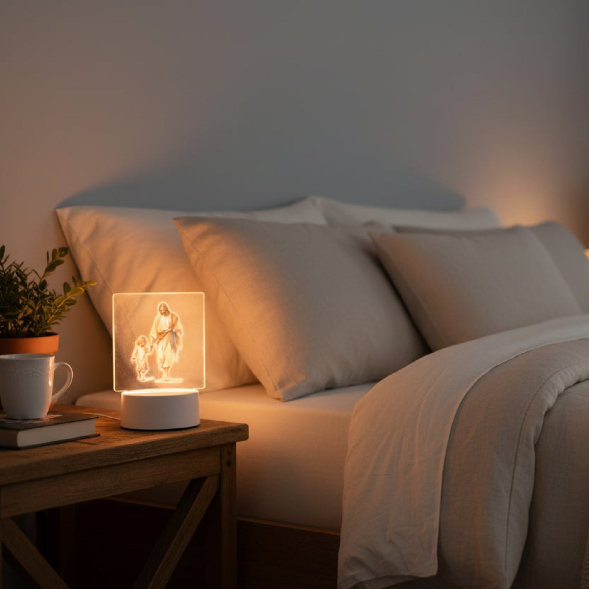 3D Cross Acrylic LED Night Light – Faith Room & Desk Lamp