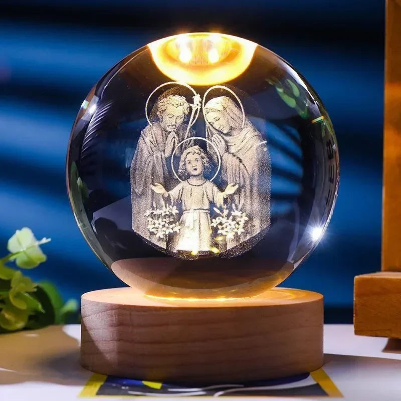 Faith Crystal Ball Devotional Figurine – Jesus, Mary & Angel Designs