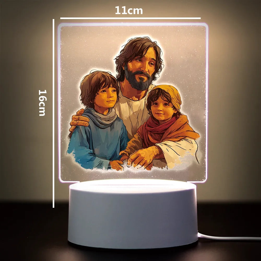 3D Cross Acrylic LED Night Light – Faith Room & Desk Lamp