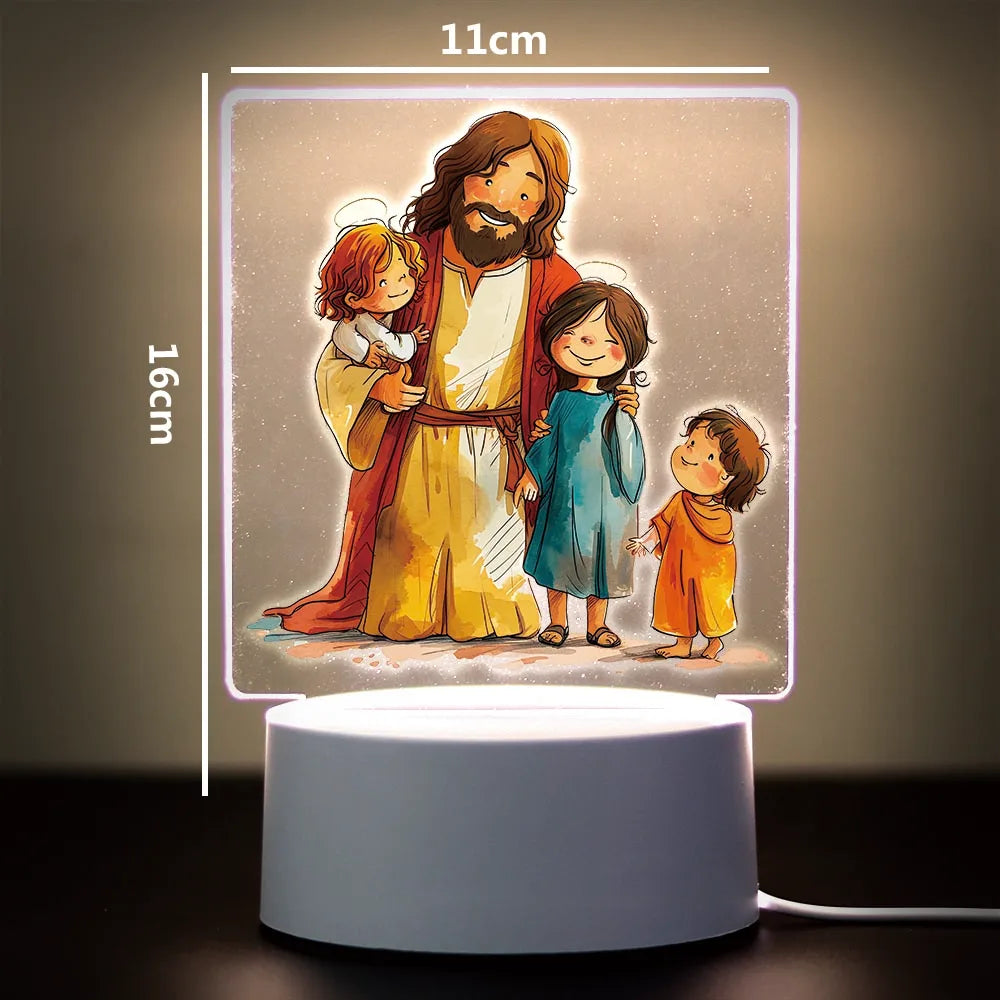 3D Cross Acrylic LED Night Light – Faith Room & Desk Lamp