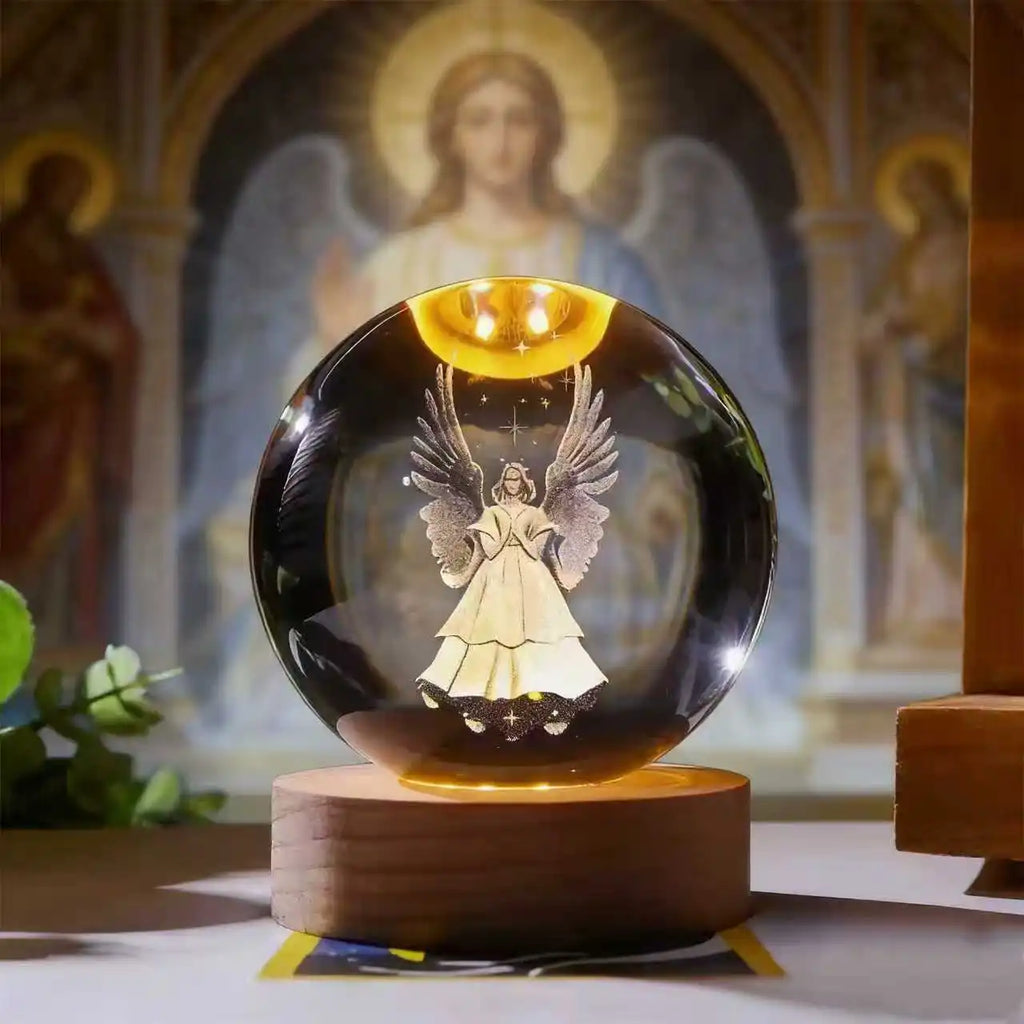 Faith Crystal Ball Devotional Figurine – Jesus, Mary & Angel Designs
