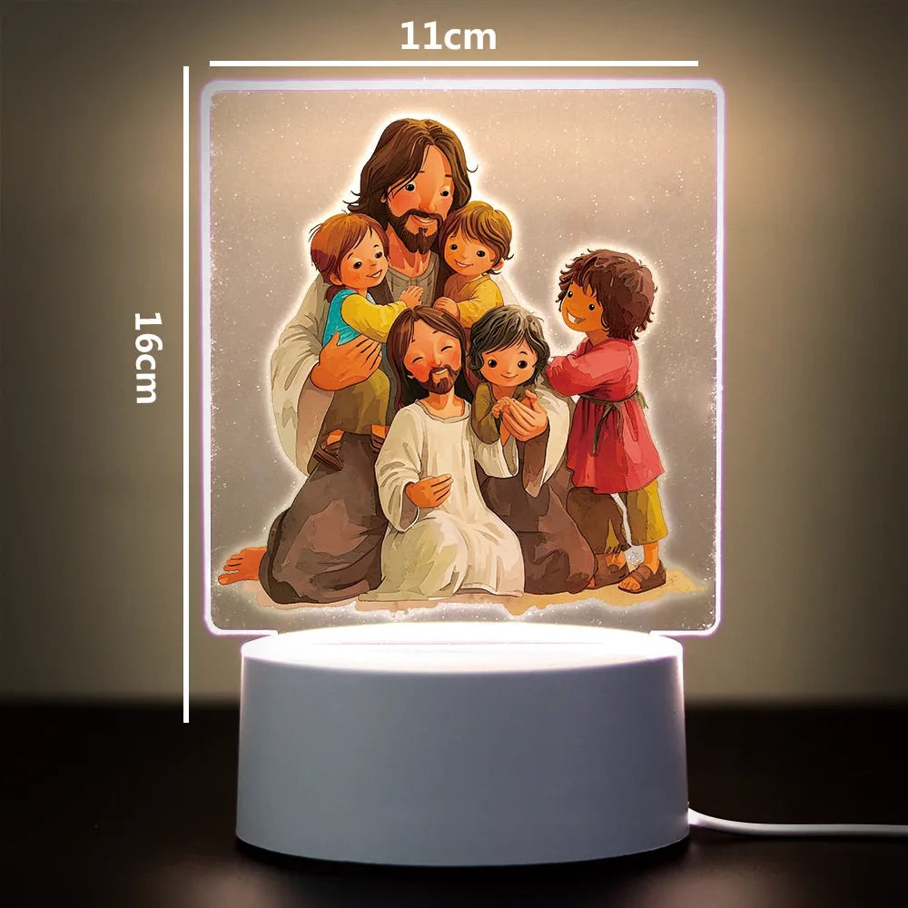 3D Cross Acrylic LED Night Light – Faith Room & Desk Lamp