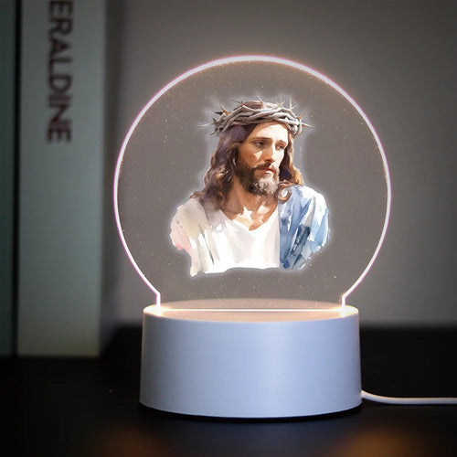 3D Cross Acrylic LED Night Light – Faith Room & Desk Lamp