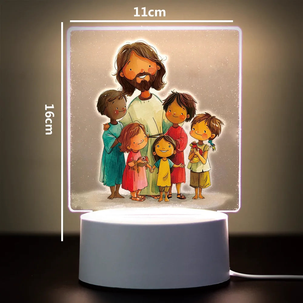 3D Cross Acrylic LED Night Light – Faith Room & Desk Lamp