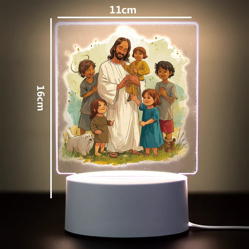 3D Cross Acrylic LED Night Light – Faith Room & Desk Lamp