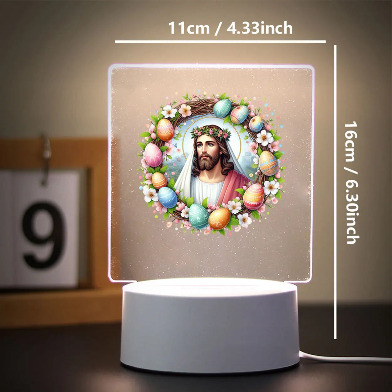 3D Cross Acrylic LED Night Light – Faith Room & Desk Lamp