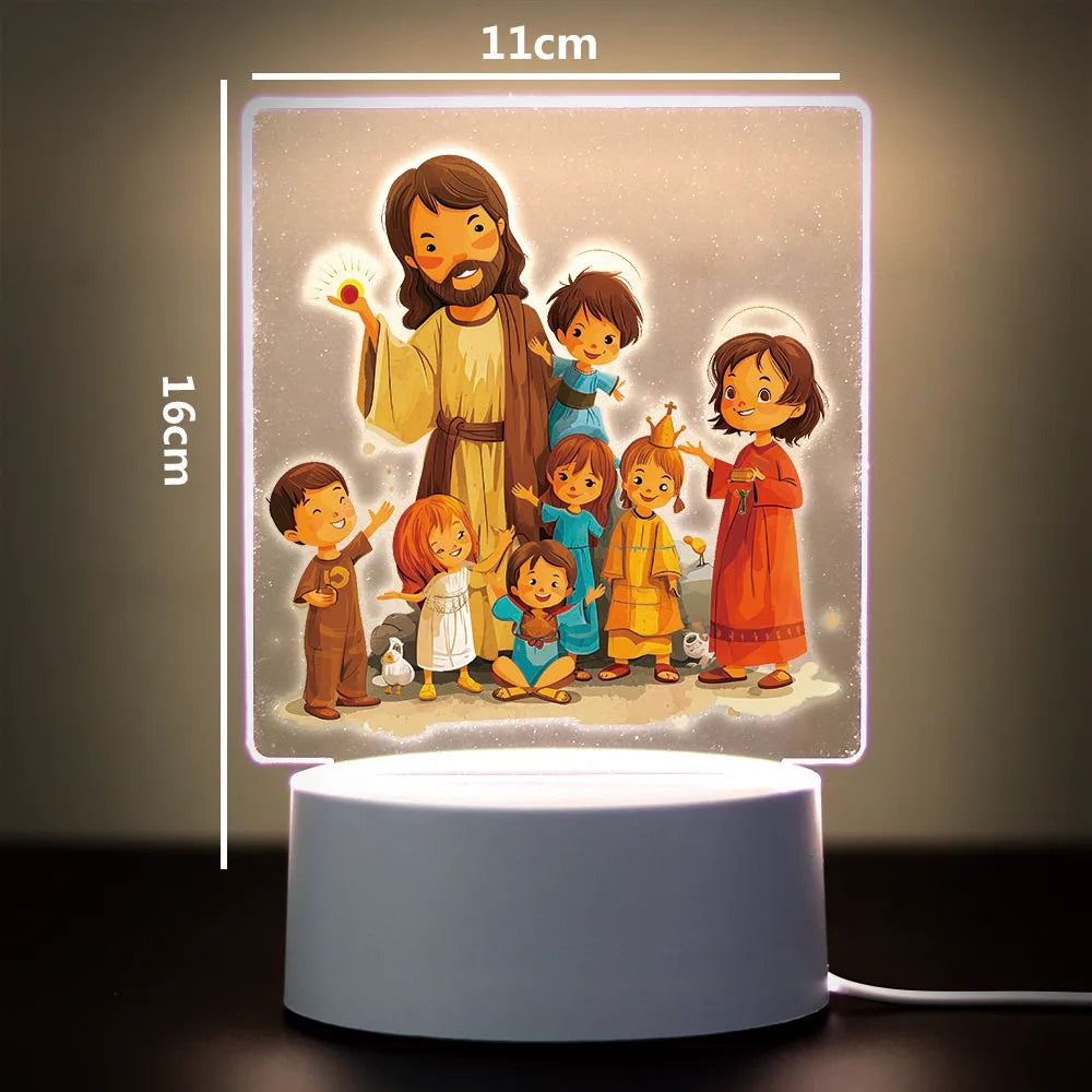 3D Cross Acrylic LED Night Light – Faith Room & Desk Lamp