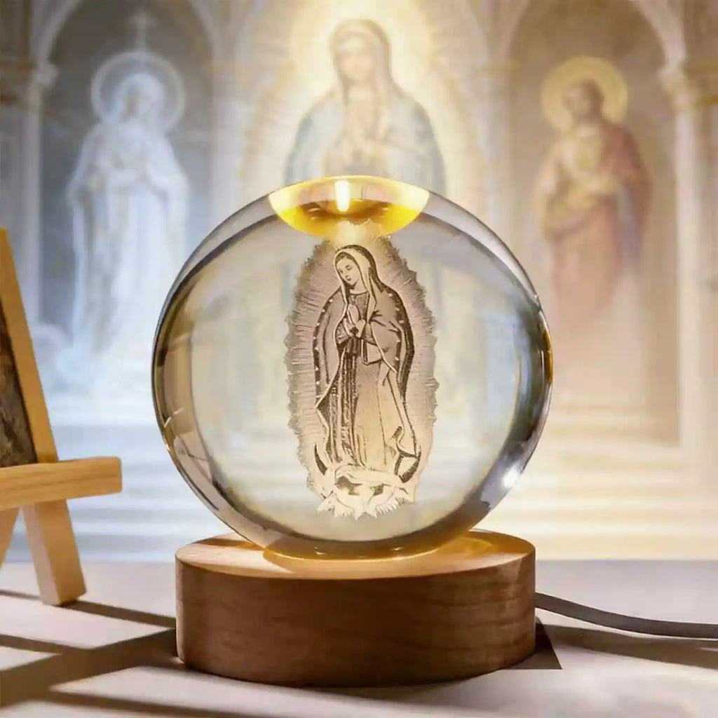 Faith Crystal Ball Devotional Figurine – Jesus, Mary & Angel Designs