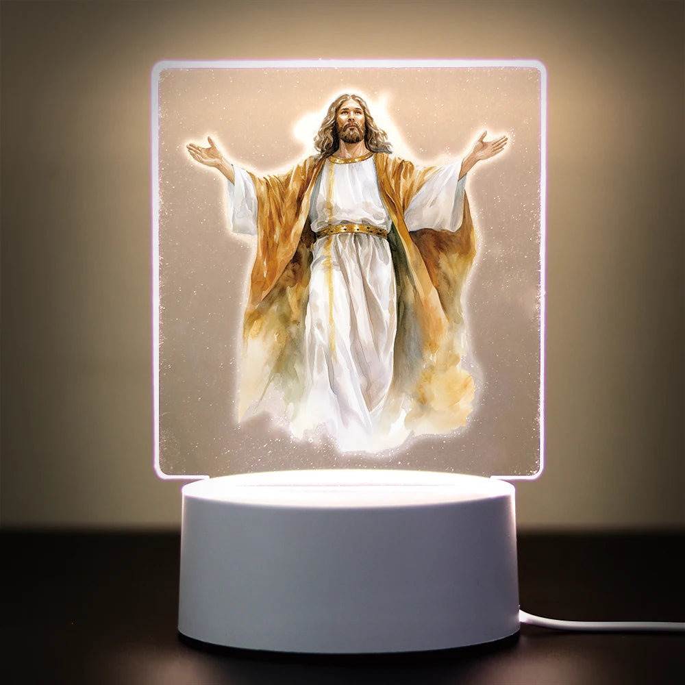 3D Cross Acrylic LED Night Light – Faith Room & Desk Lamp