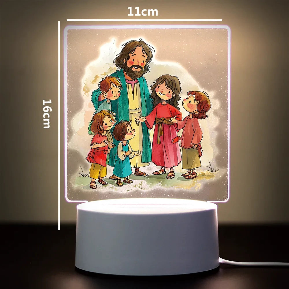 3D Cross Acrylic LED Night Light – Faith Room & Desk Lamp