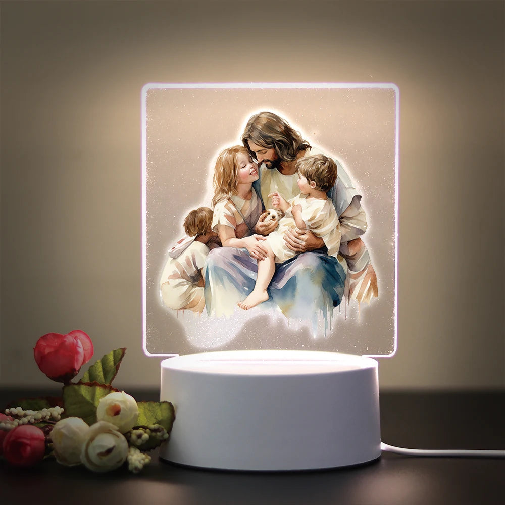 3D Cross Acrylic LED Night Light – Faith Room & Desk Lamp
