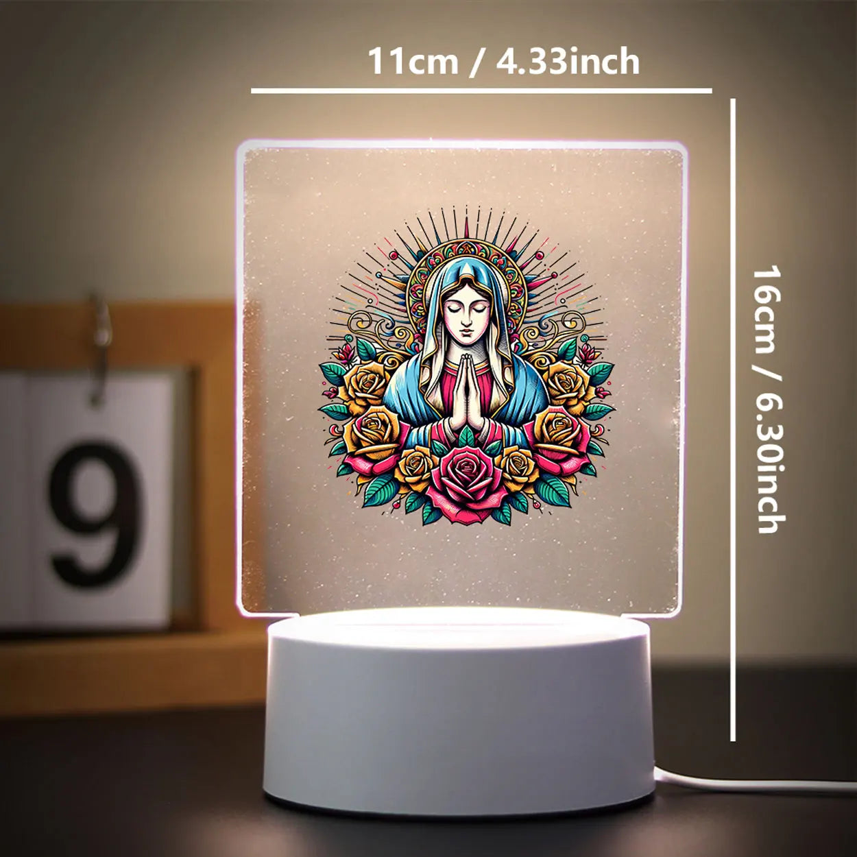 3D Cross Acrylic LED Night Light – Faith Room & Desk Lamp