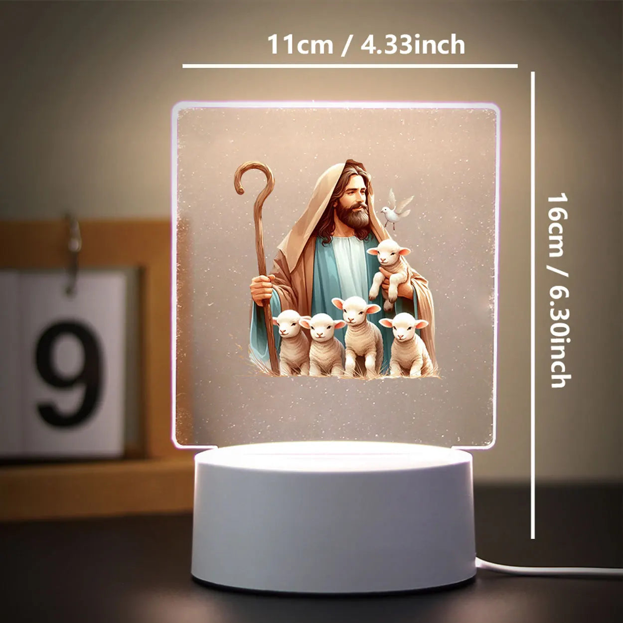 3D Cross Acrylic LED Night Light – Faith Room & Desk Lamp