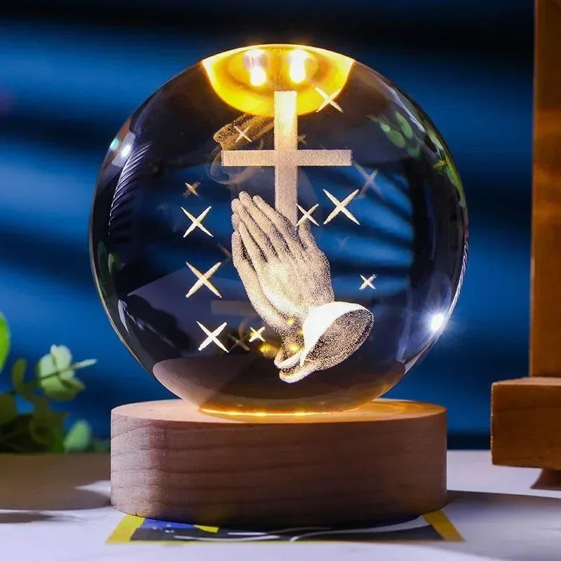 Faith Crystal Ball Devotional Figurine – Jesus, Mary & Angel Designs