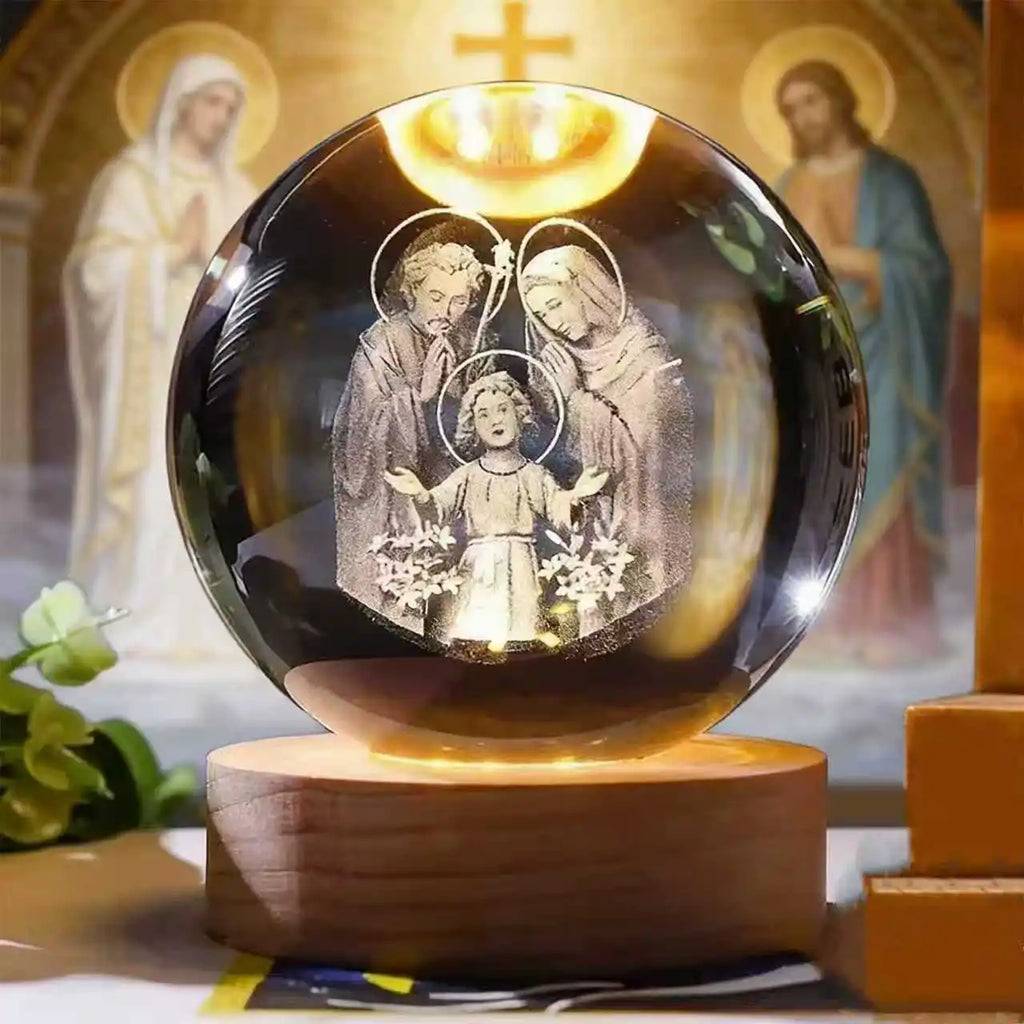 Faith Crystal Ball Devotional Figurine – Jesus, Mary & Angel Designs