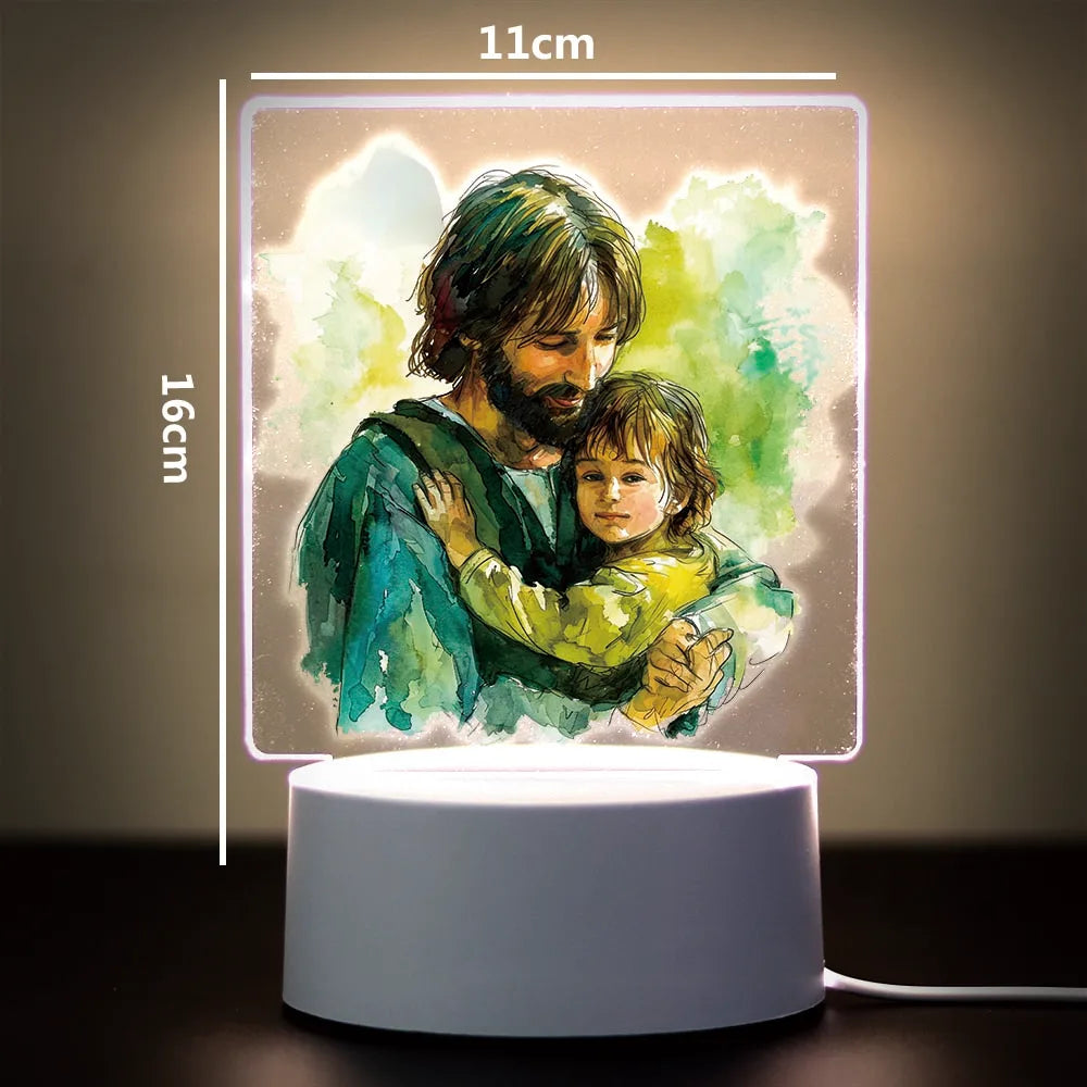 3D Cross Acrylic LED Night Light – Faith Room & Desk Lamp