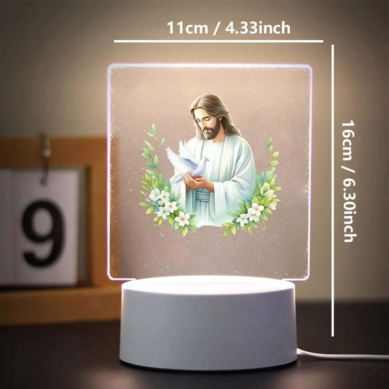 3D Cross Acrylic LED Night Light – Faith Room & Desk Lamp