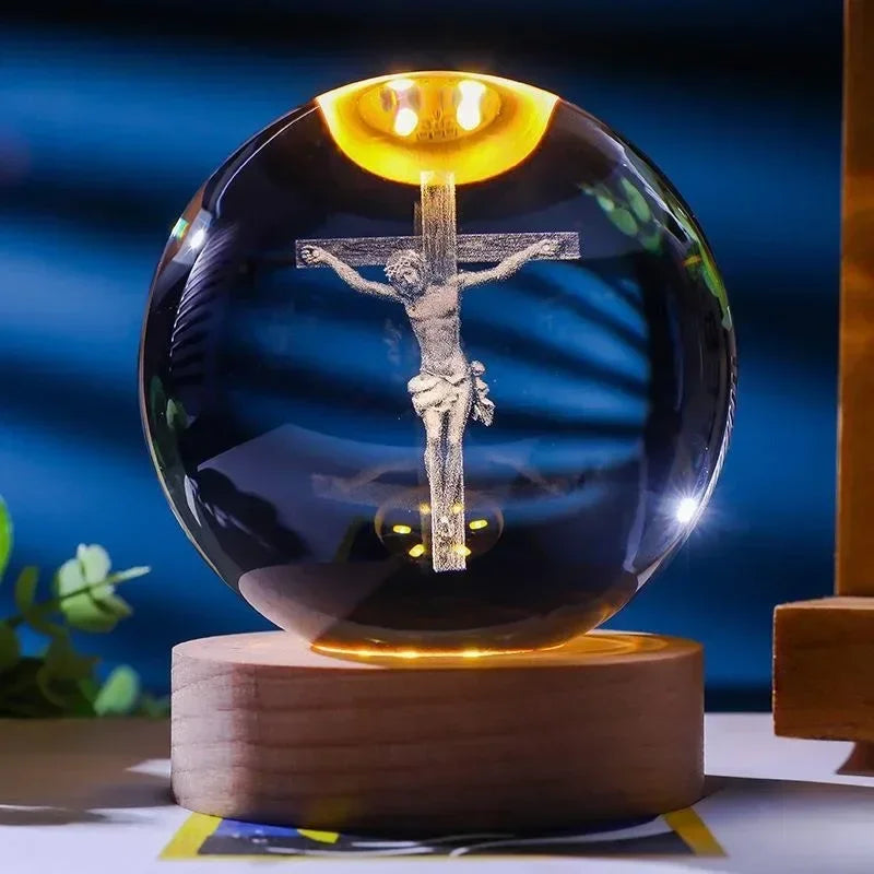 Faith Crystal Ball Devotional Figurine – Jesus, Mary & Angel Designs