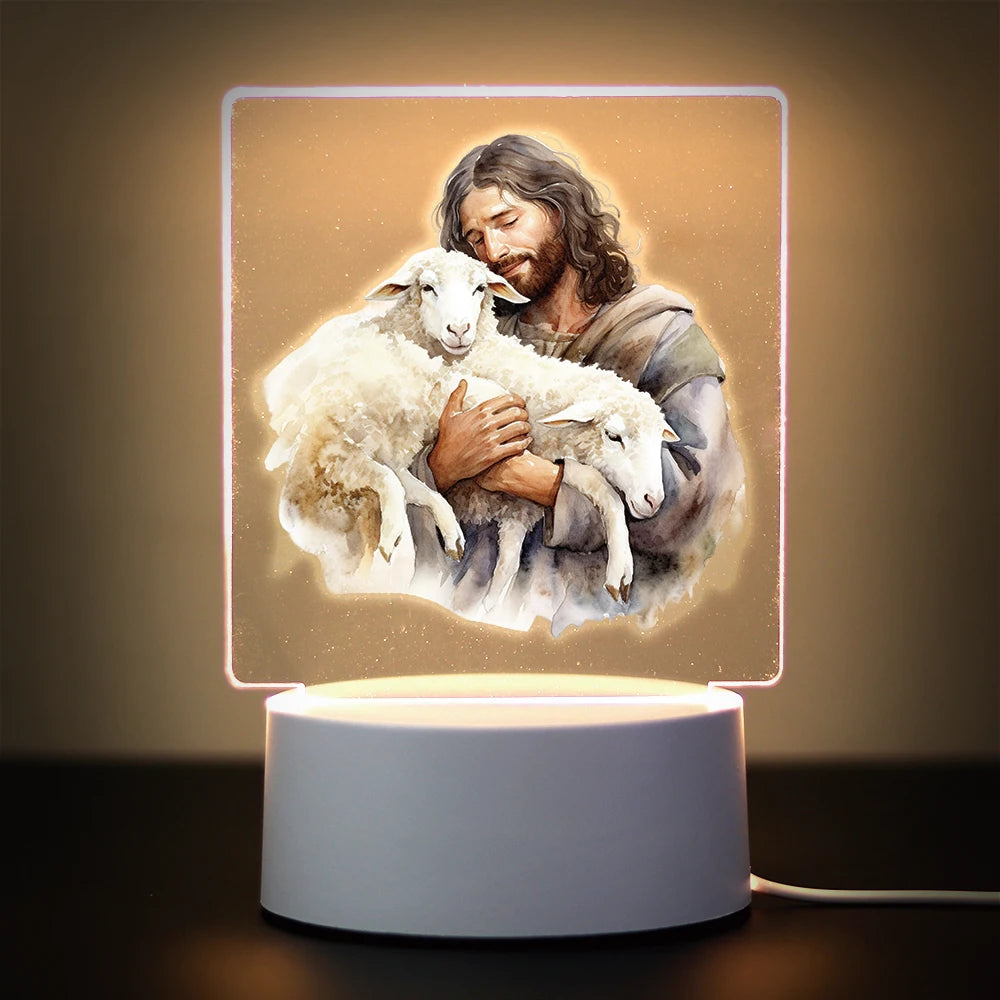3D Cross Acrylic LED Night Light – Faith Room & Desk Lamp
