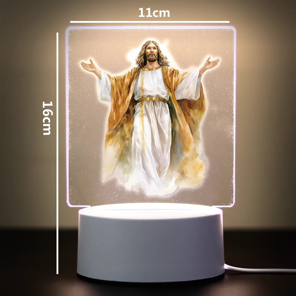3D Cross Acrylic LED Night Light – Faith Room & Desk Lamp