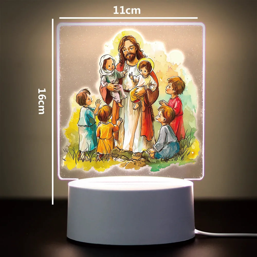 3D Cross Acrylic LED Night Light – Faith Room & Desk Lamp